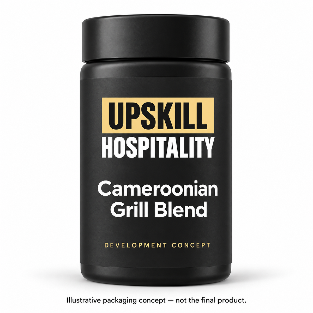 Upskill Cameroonian Grill Blend. Illustrative packaging concept — not the final product.