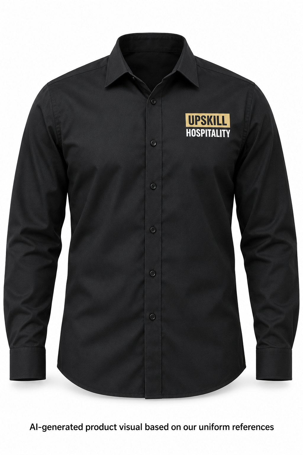 AI-generated product visual based on our uniform references — shirt-front