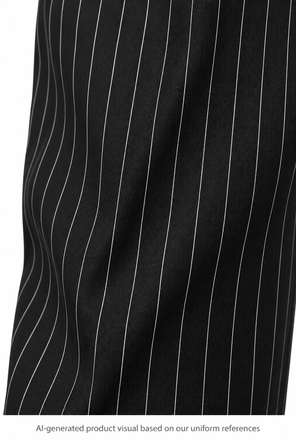 AI-generated product visual based on our uniform references — trousers-detail; waistband and branding placement unverified